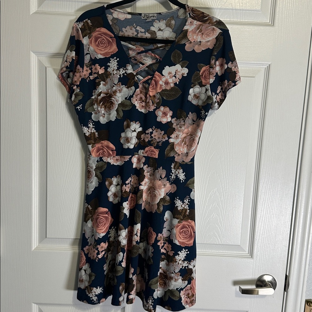 J for Justify Navy and Pink Floral Mini Dress